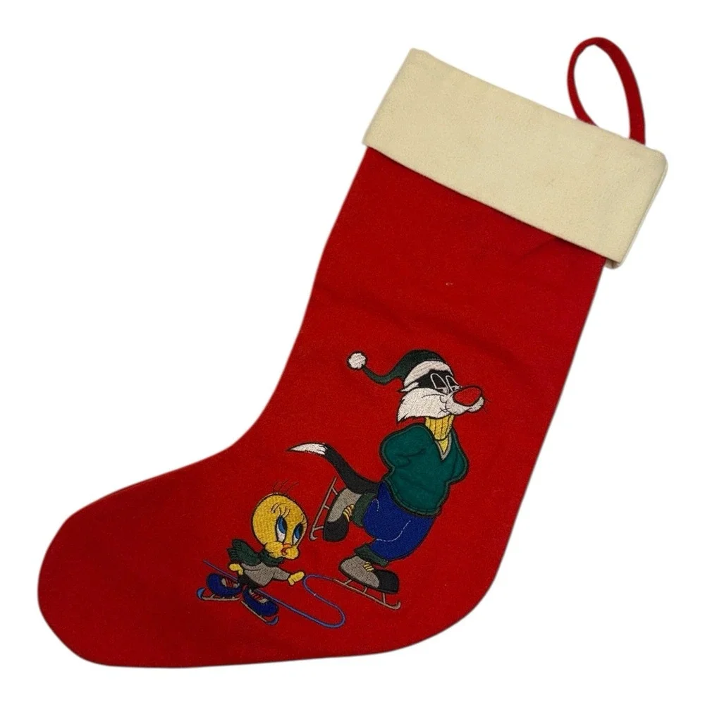 Vintage Warner Bros Looney Tunes Christmas Stocking Tweety Sylvester 1993 - Picture 5 of 10